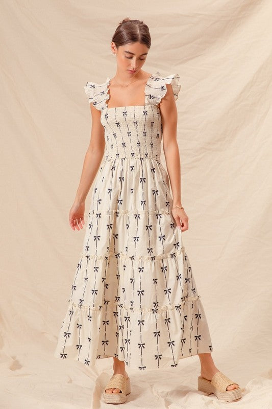 Ivory/Black Bow Maxi
