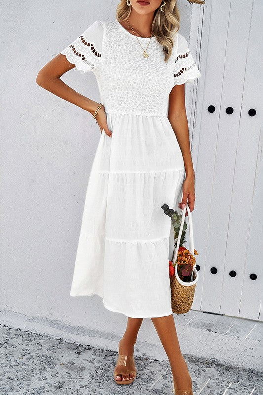 White Embroidered Lace Dress