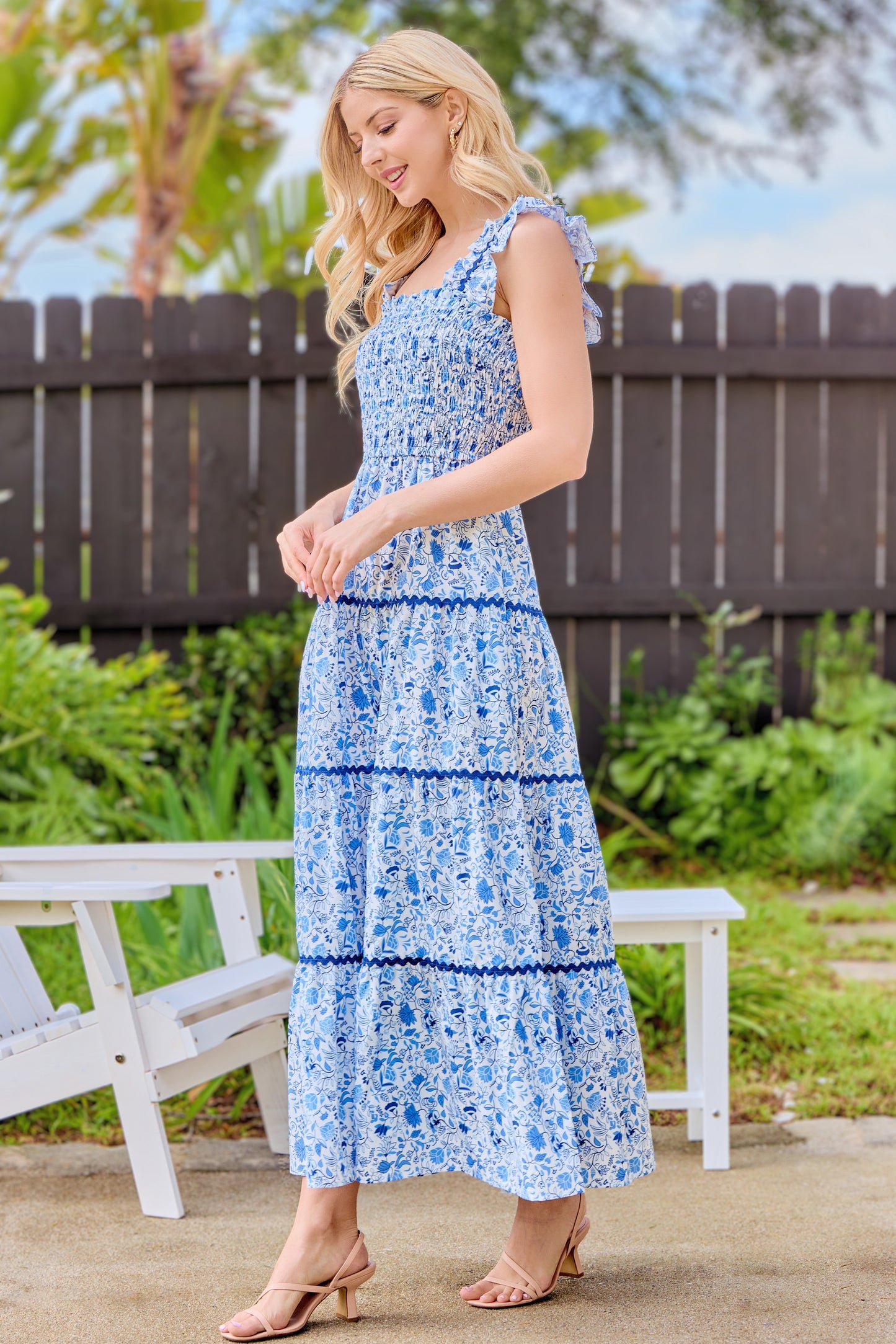 Floral Tiered Ric Rac Maxi
