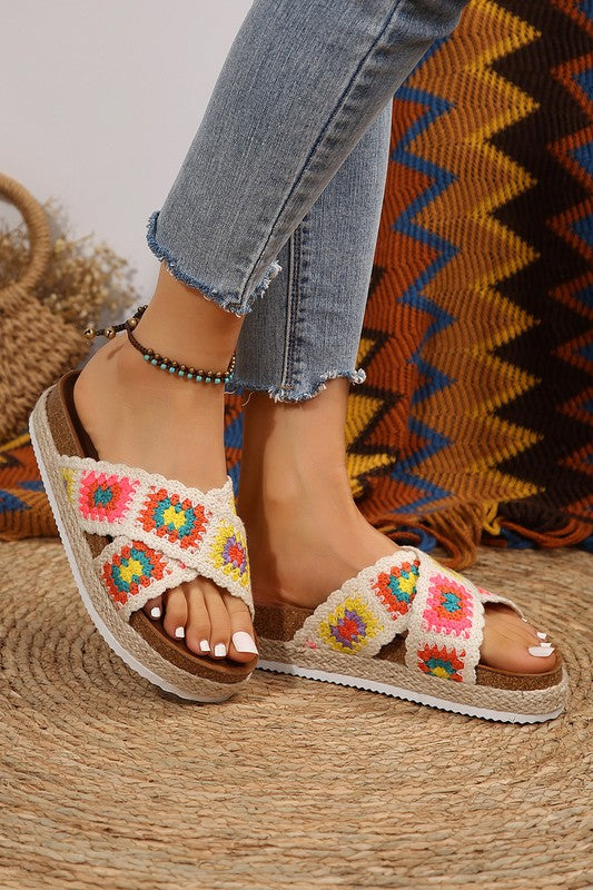 Crochet Floral Slides