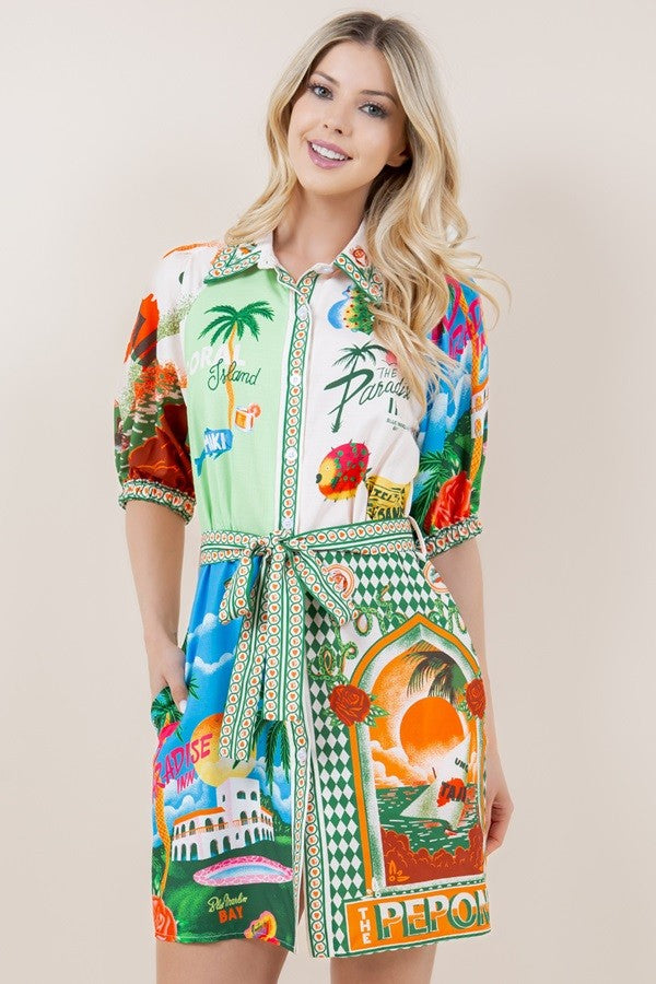 Paradise Inn Button Dress
