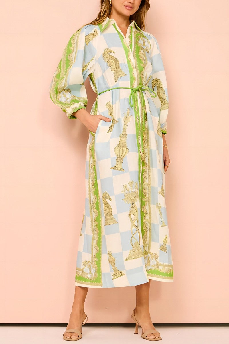 Statue Print Maxi Dress