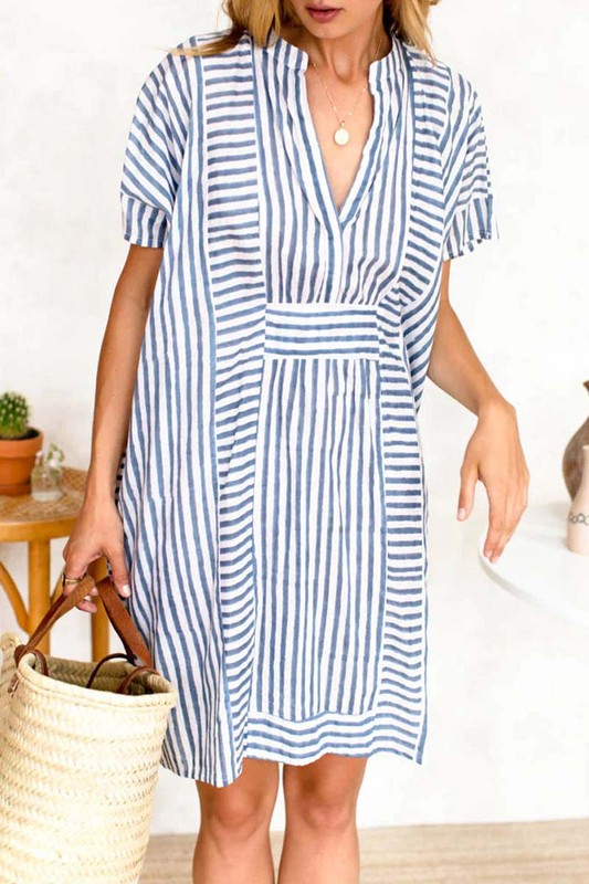 Blue Striped Cotton Tunic