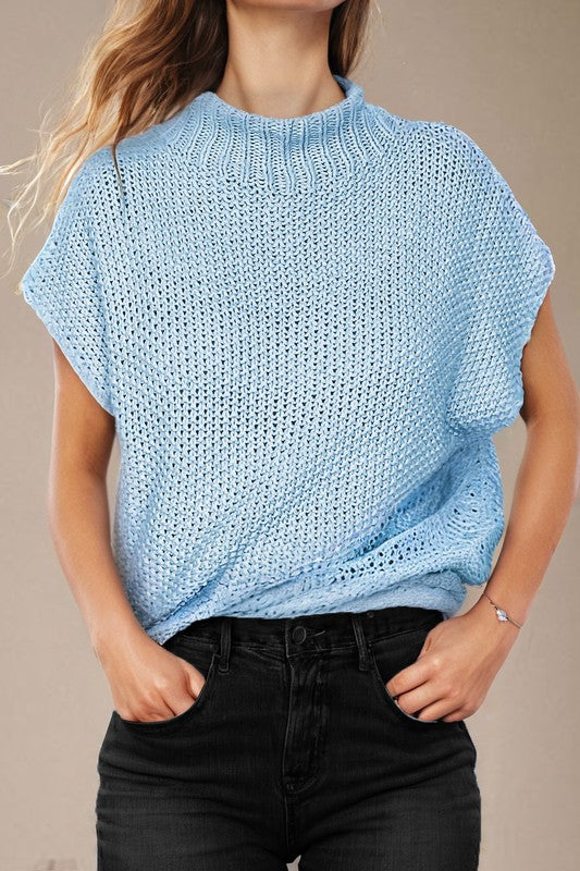 Summer Mock Neck SS Sweater