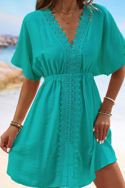 Crochet Lace Detail Beach Dress