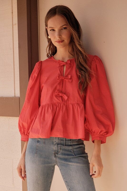3 Bow Peplum Top Jodifl