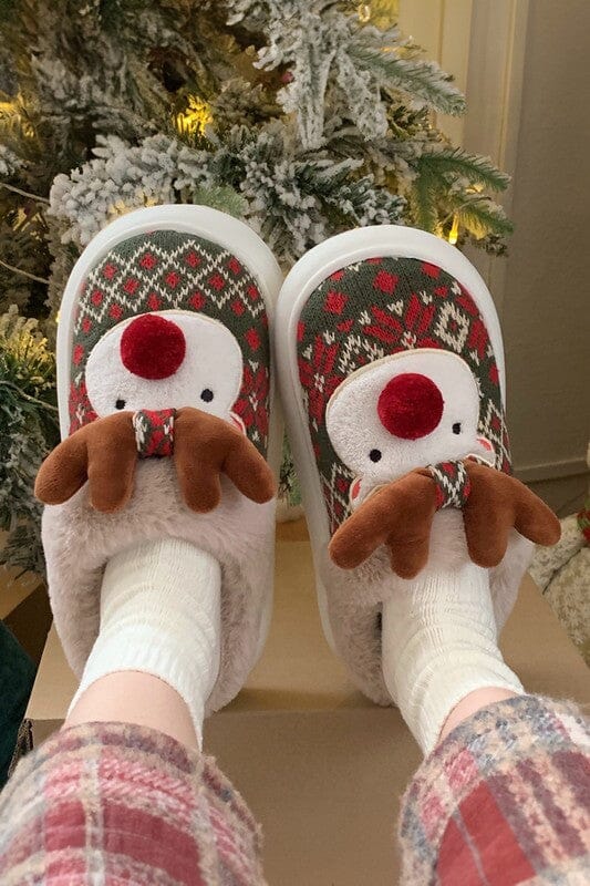 3D Red Nosed Reindeer Slippers Kentce