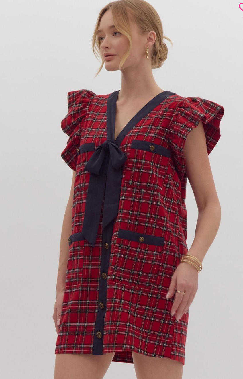 Plaid Button Dress