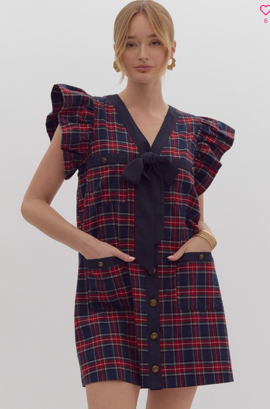 Plaid Button Dress