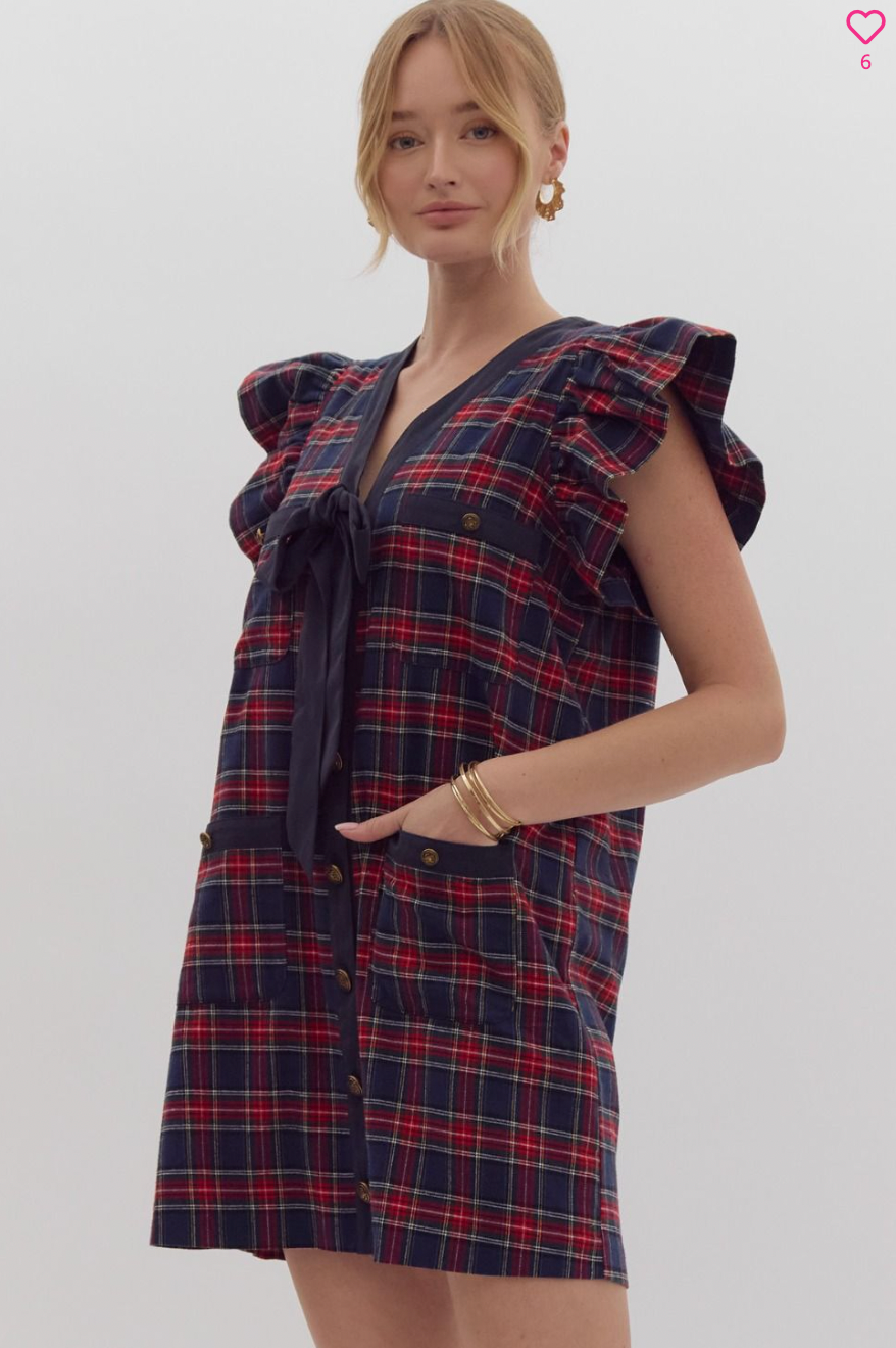 Plaid Button Dress