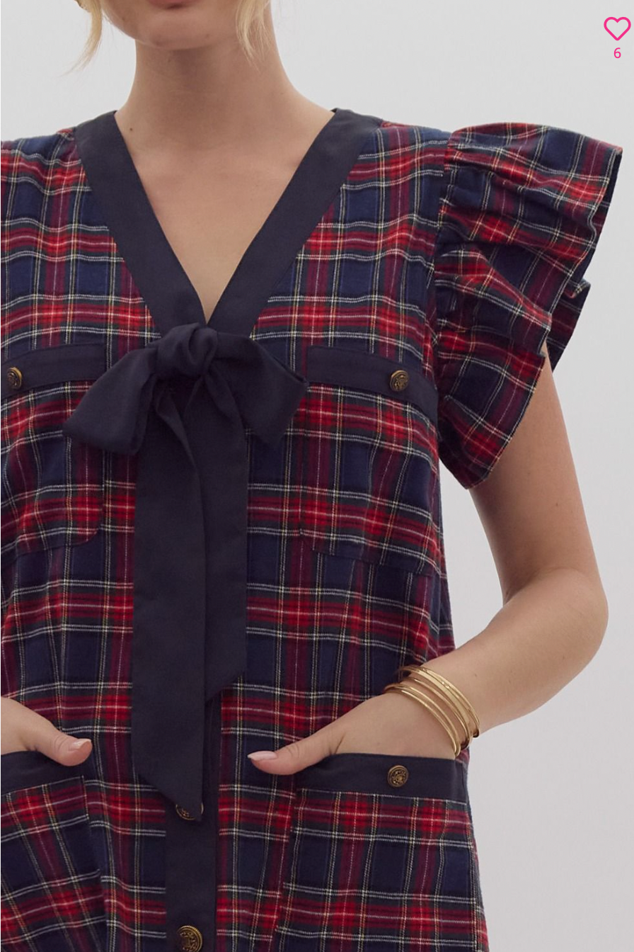 Plaid Button Dress