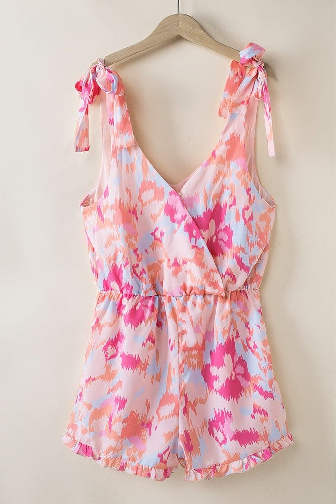 Abstract Tie Strap Wrap Front Romper pretty bash