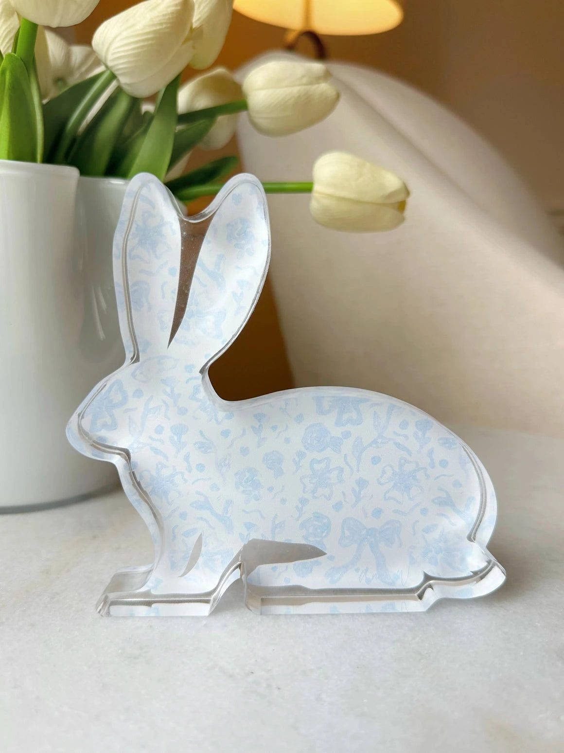Acrylic Bunny Block Anna Walding Design Blue Bhinoiserie