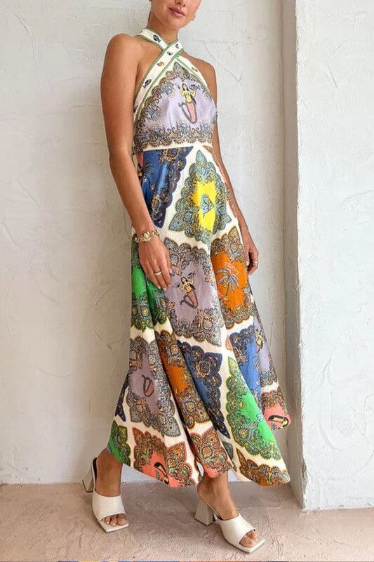 Aquatic Crossneck Midi Dress Mayah Overseas