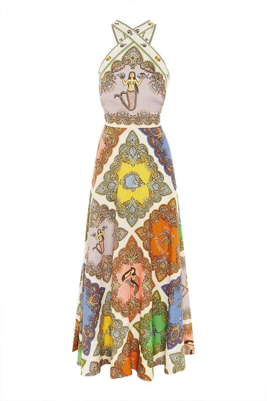 Aquatic Crossneck Midi Dress Mayah Overseas