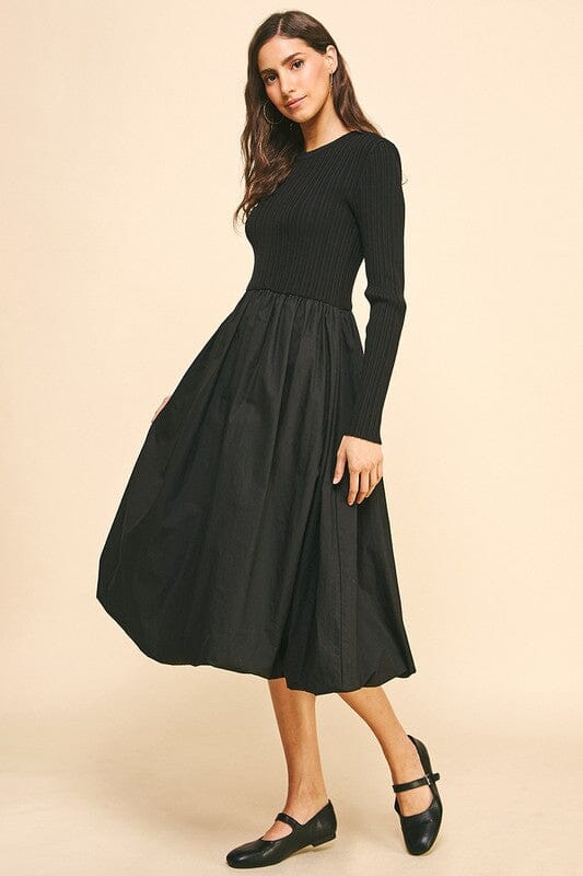 Balloon Skirt Contrasting Dress Pinch