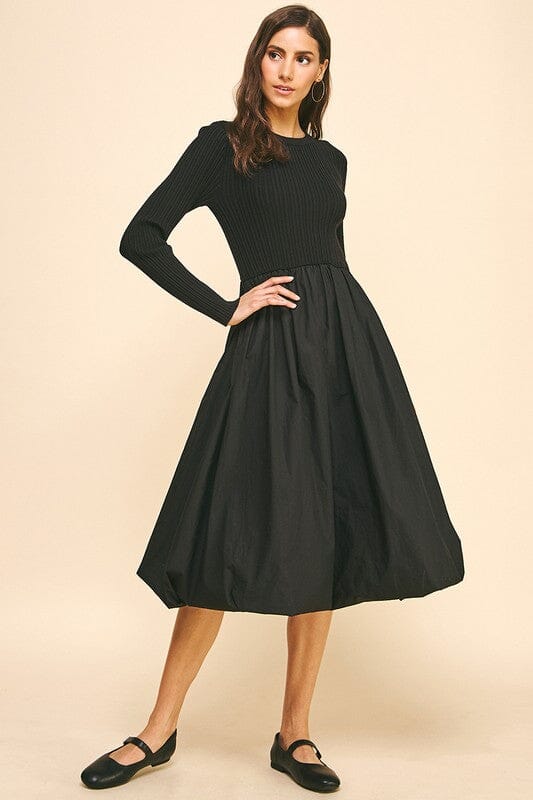 Balloon Skirt Contrasting Dress Pinch