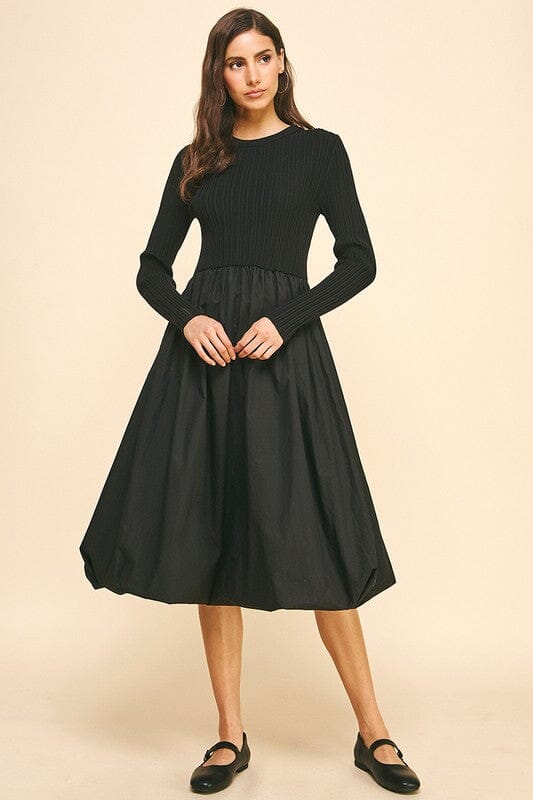 Balloon Skirt Contrasting Dress Pinch