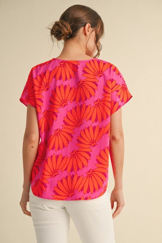 Banana Print Short Sleeves Top jodifil