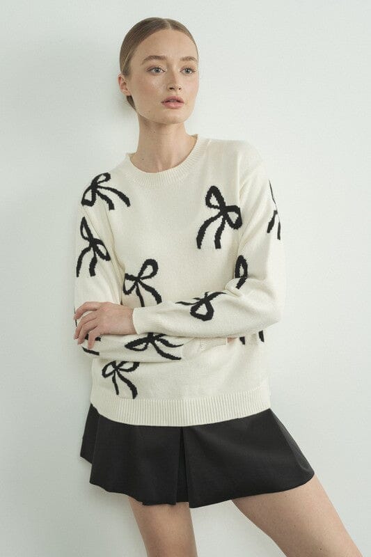 Black Bow Intarsia Sweater Aaron and Amber
