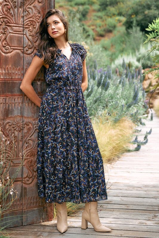 Black Floral Midi skies are blue