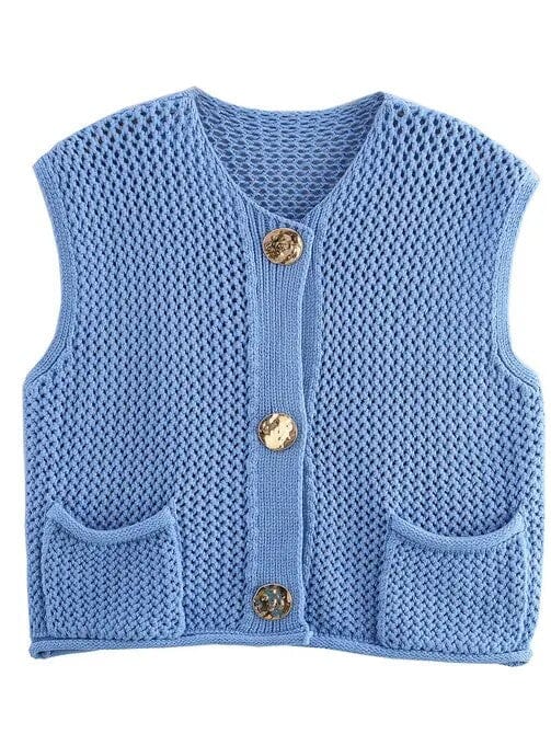 Black Friday Special - Sweater Vest with Gold Buttons - FINAL SALE Asia Direct