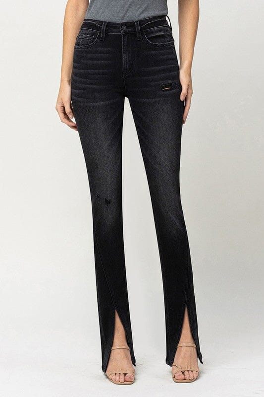 Black Split Front Bootcut Jeans Flying Monkey