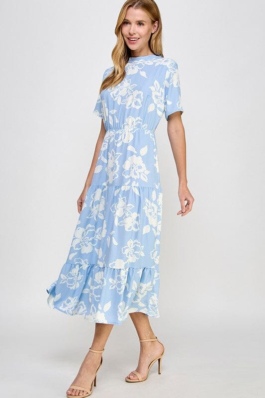 Blue and White Floral Midi 2 hearts