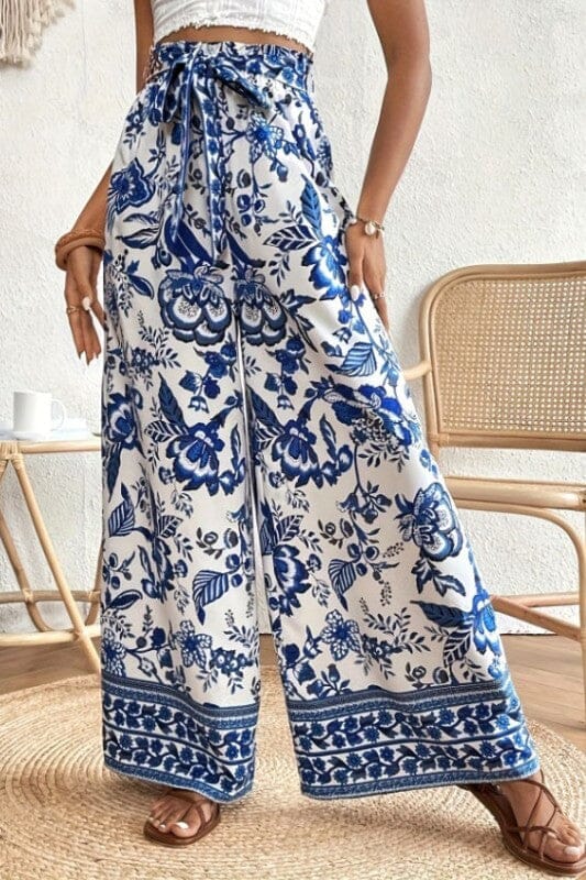 Blue and White Palazzo Pants Wholesalesir