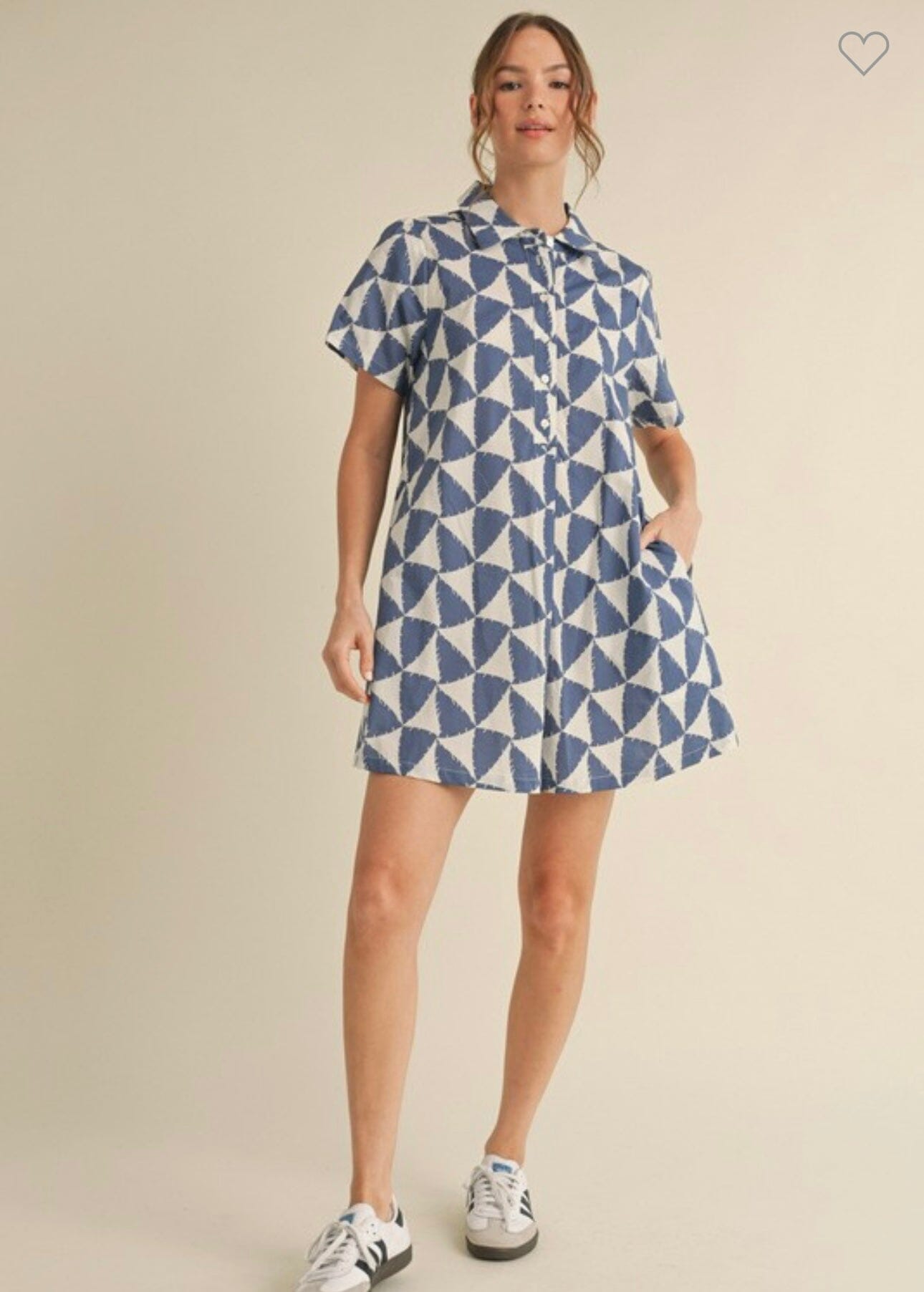 Blue Geometric Shirt Dress socali the label