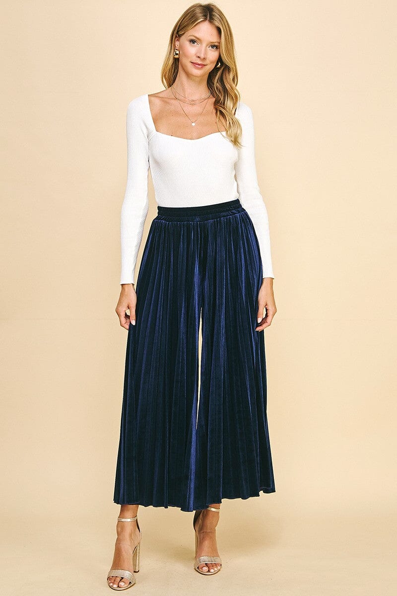 Blue Pleated Pants Pinch