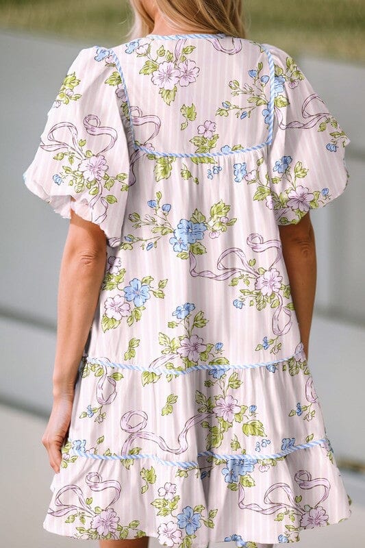 Blush Striped Floral Dress Shewin
