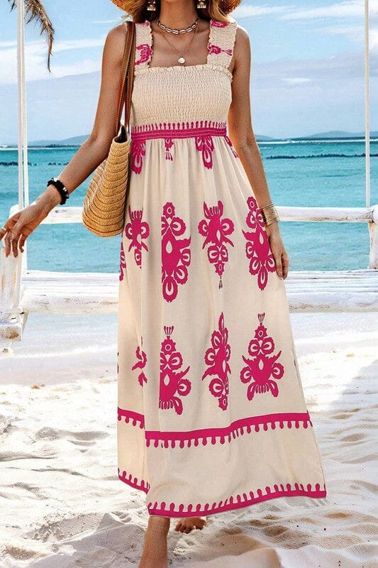 Boho Smocked Maxi Wholesalesir