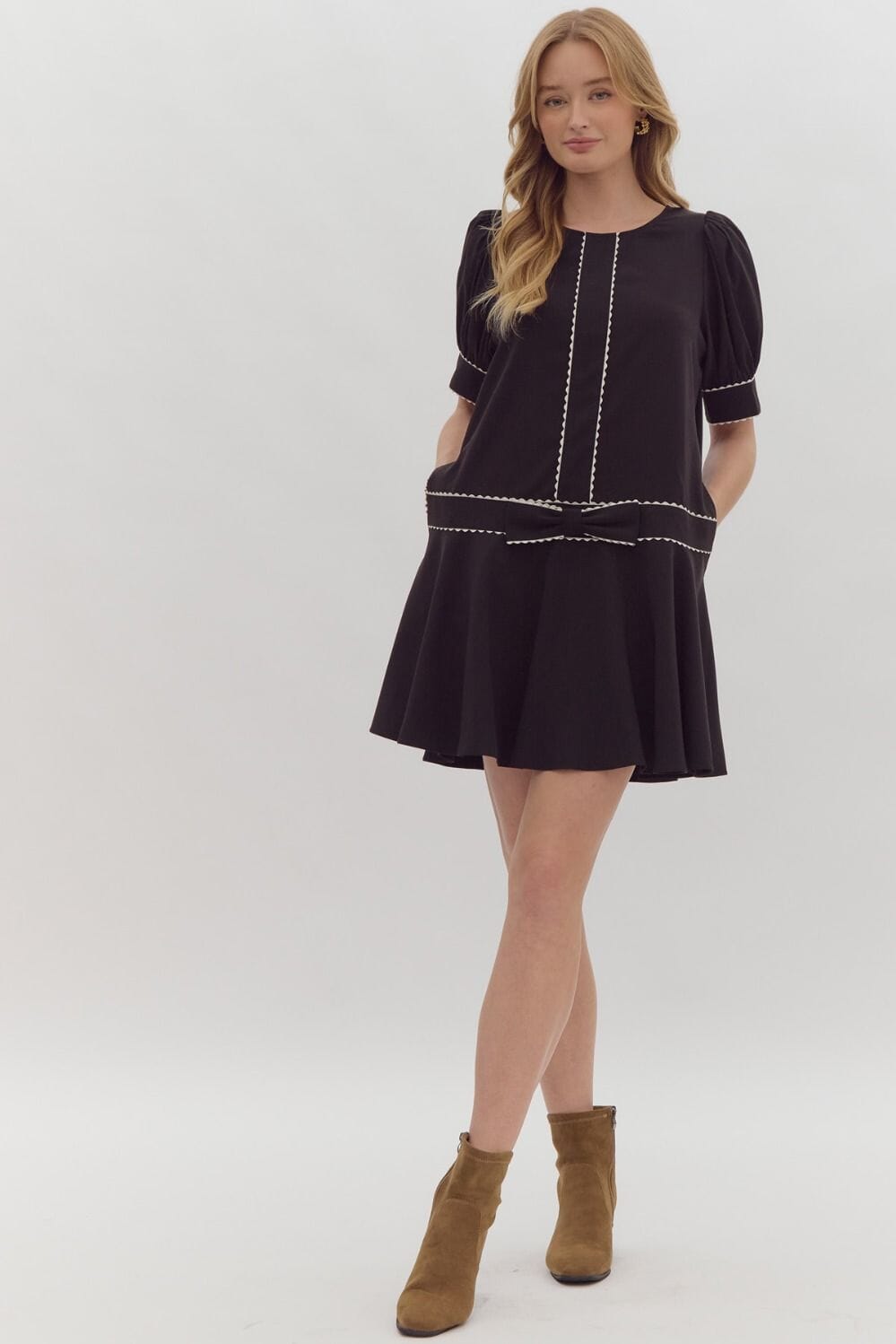 Bow Drop Waist Dress Entro