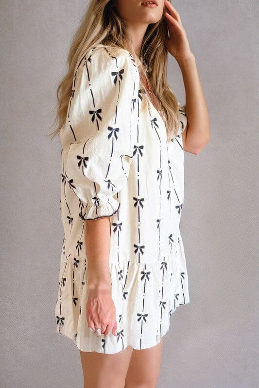 Bow Knot Cream and Black Dress Shewin