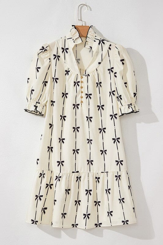 Bow Knot Cream and Black Dress Shewin