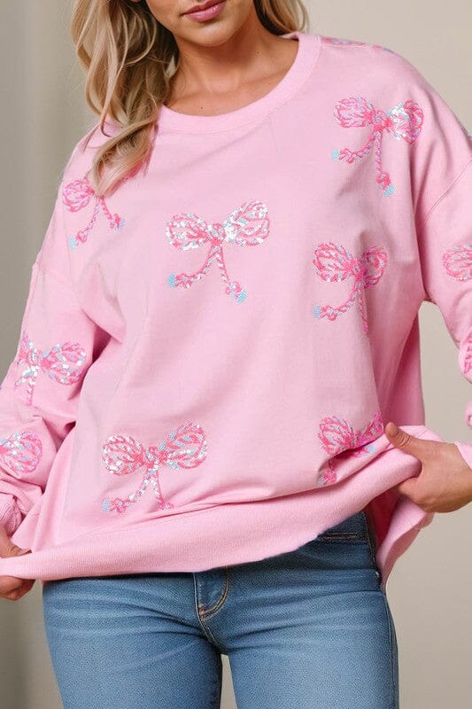 Bow Sequin Sweatshirt Shewin