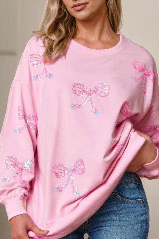 Bow Sequin Sweatshirt Shewin