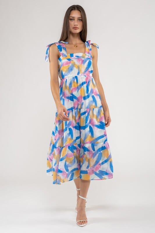 Brushstroke Shoulder Tie Midi Mine & Em