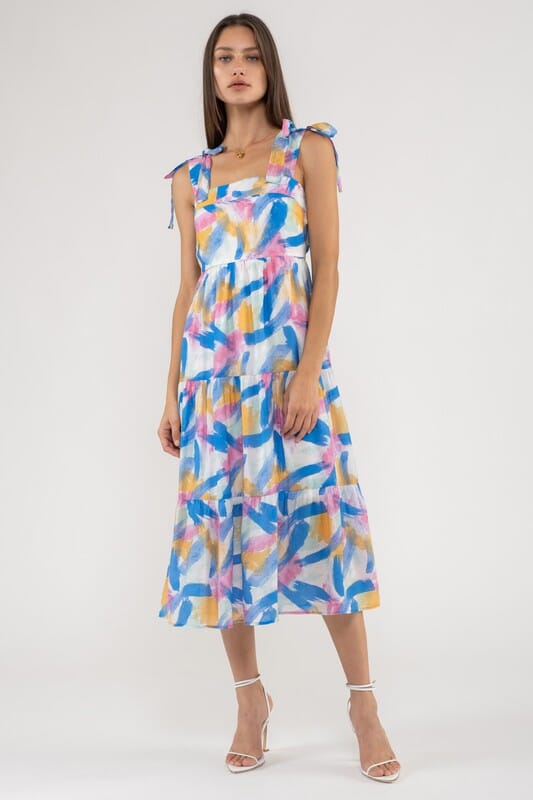 Brushstroke Shoulder Tie Midi Mine & Em