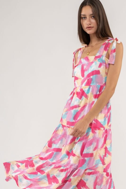 Brushstroke Shoulder Tie Midi Mine & Em