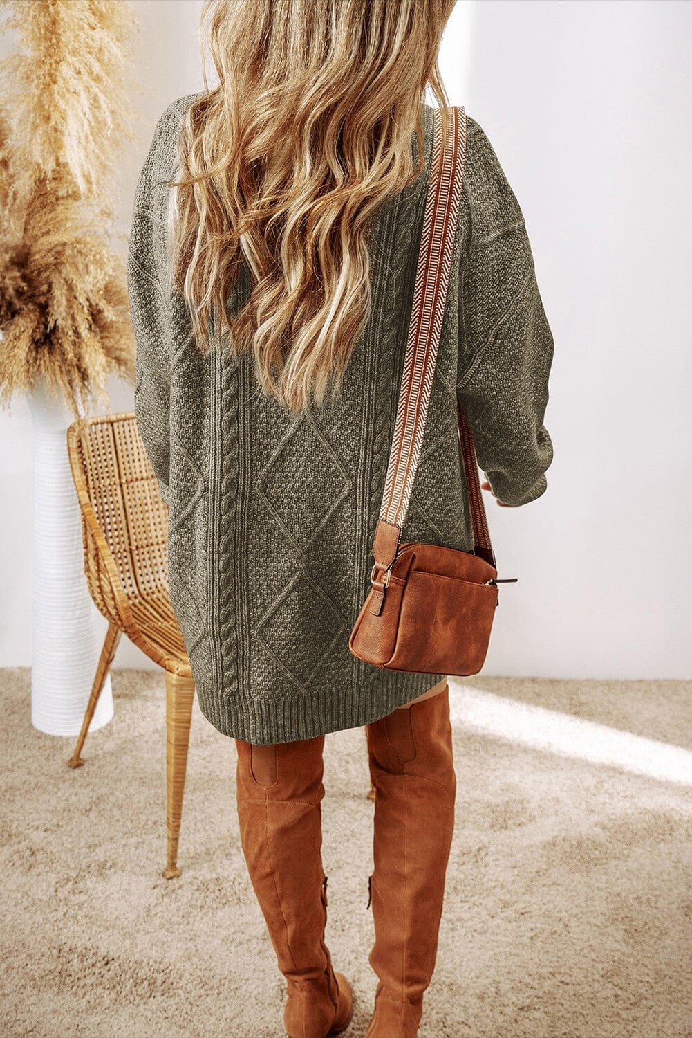 Cable Knit Sweater Dress shewin