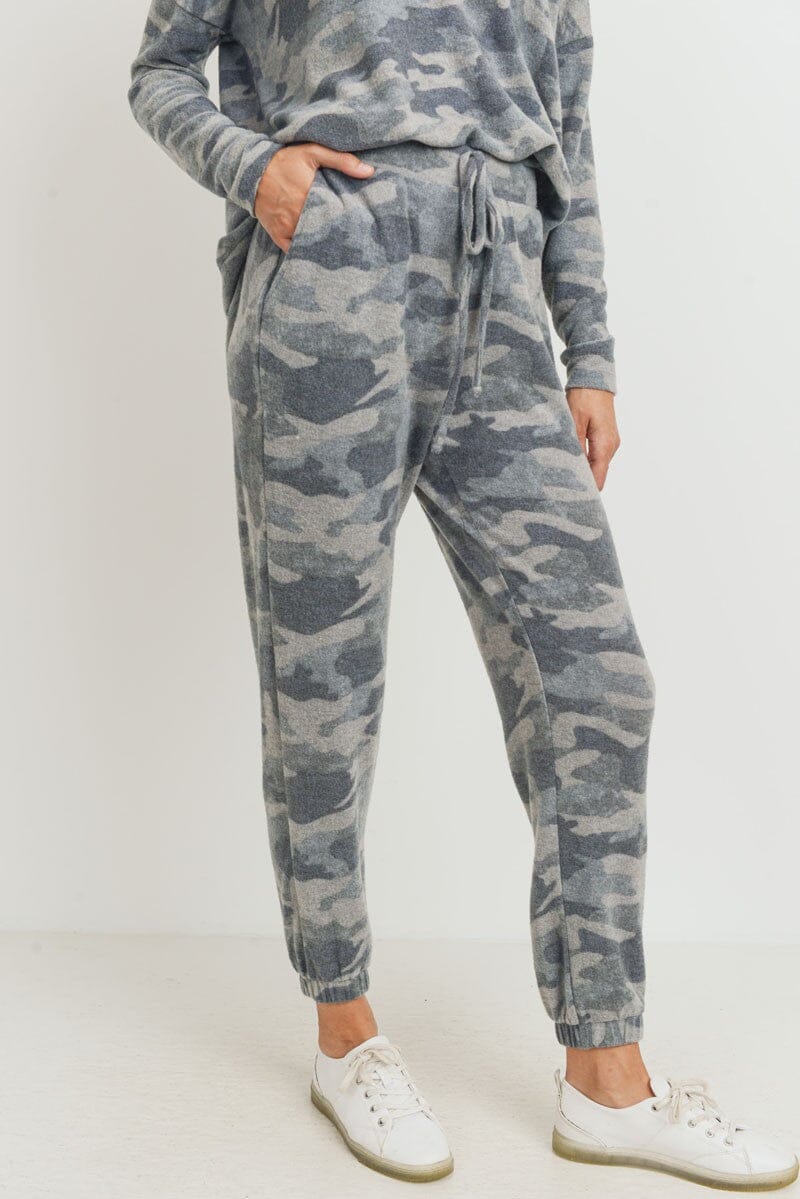 Camo Brushed Long Joggers Pants Cherish