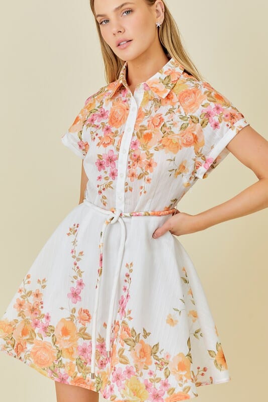 Cascading Floral Collared Dress Main Strip