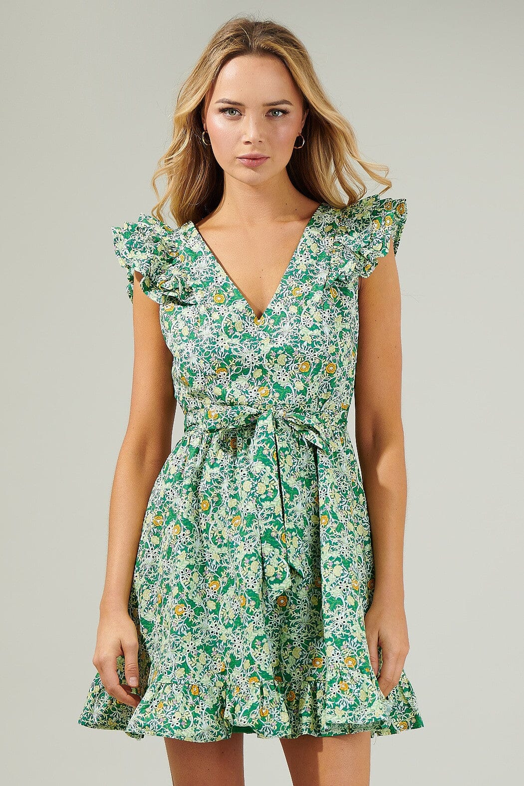Cassia Floral Aurellia Ruffle Eyelet Mini Dress Sugarlips