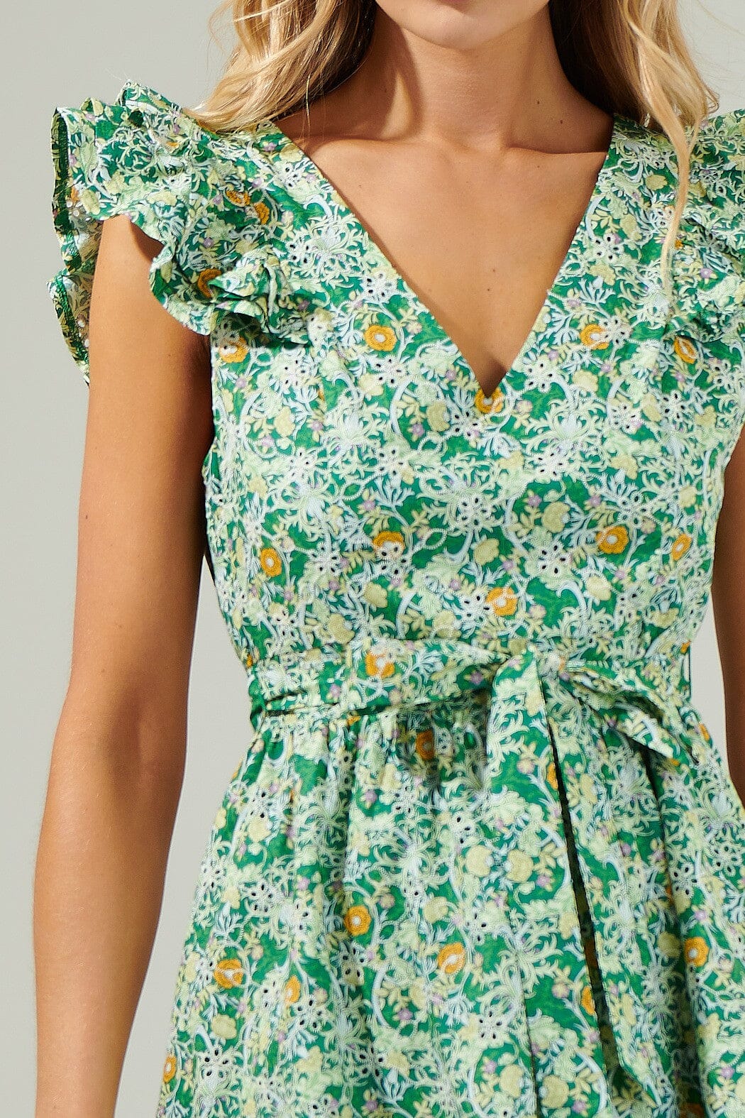 Cassia Floral Aurellia Ruffle Eyelet Mini Dress Sugarlips