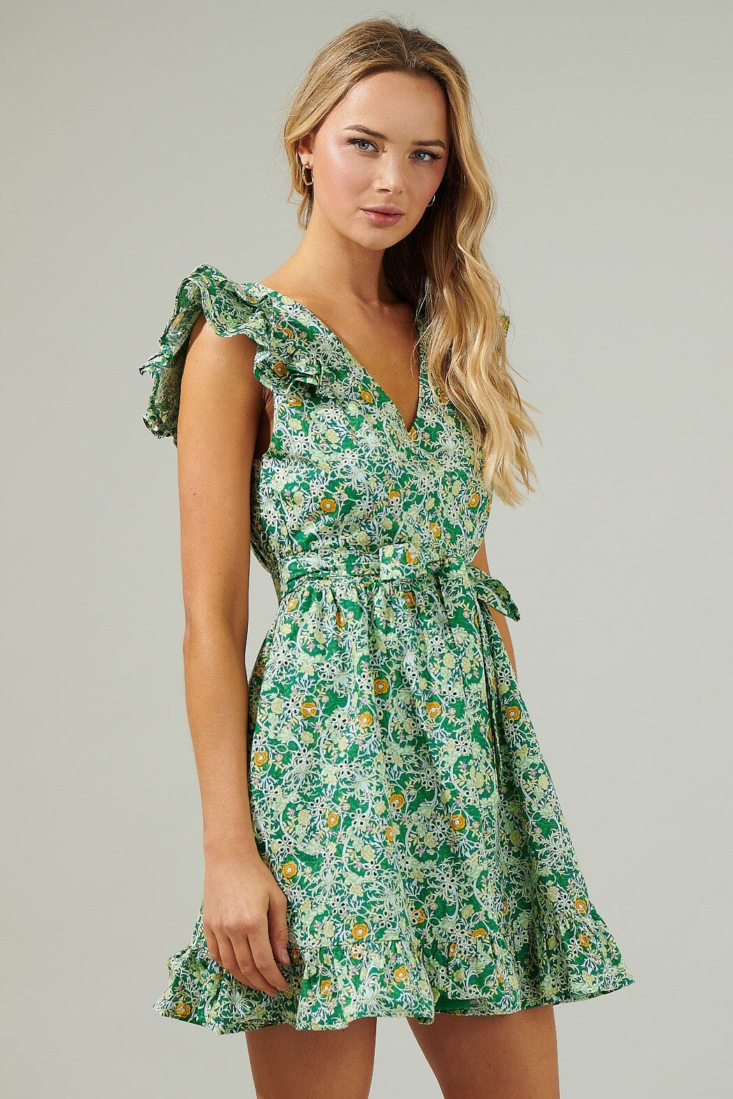 Cassia Floral Aurellia Ruffle Eyelet Mini Dress Sugarlips