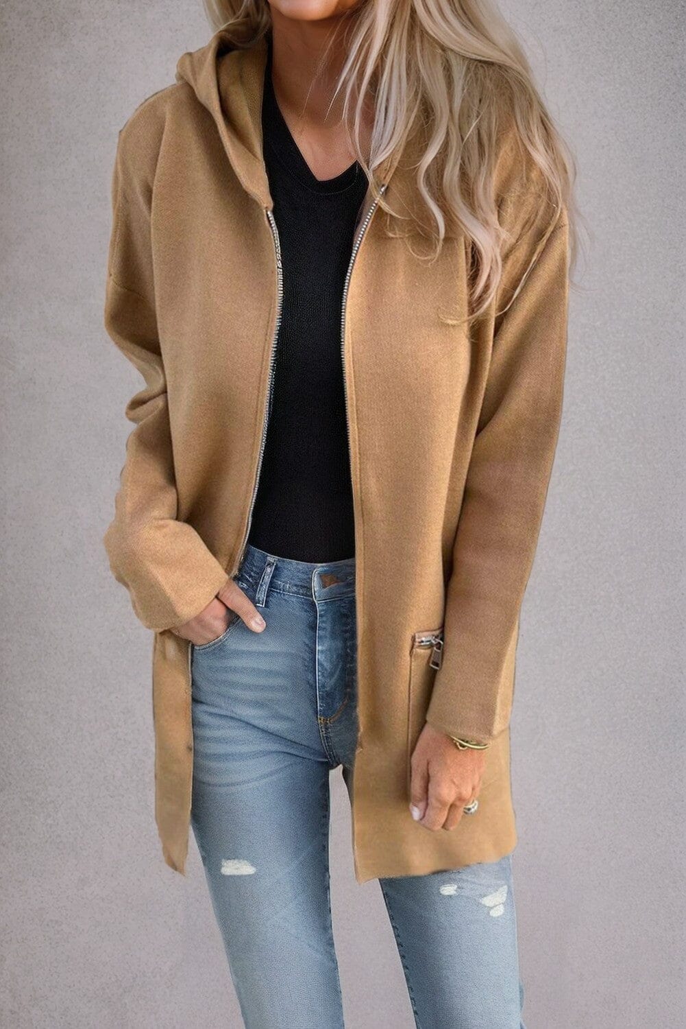 Casual Zipper Hooded Jacket Shewin