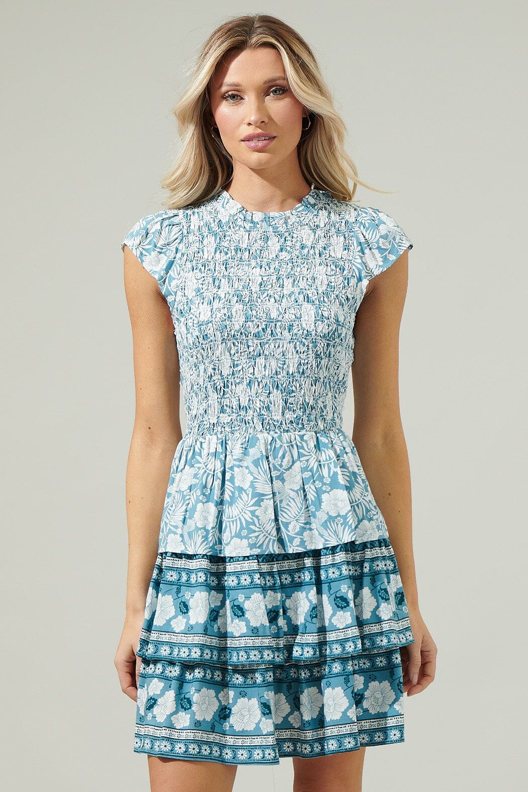 Catalina Floral Smocked Mini Dress Sugarlips