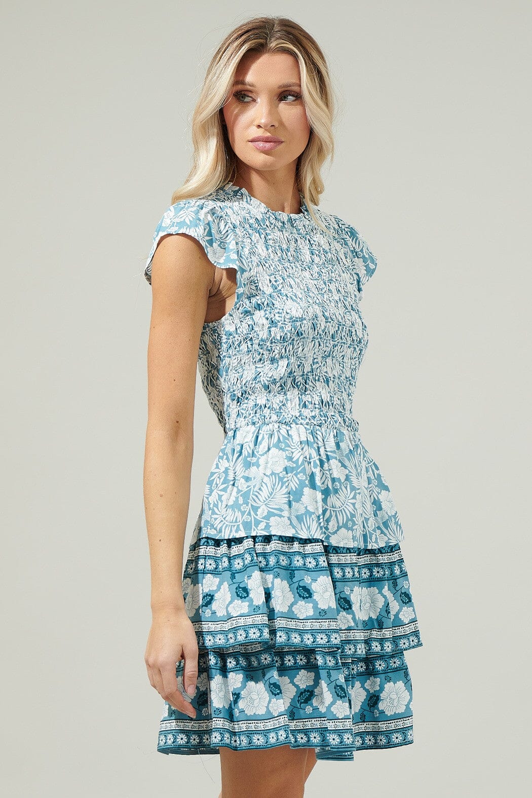 Catalina Floral Smocked Mini Dress Sugarlips